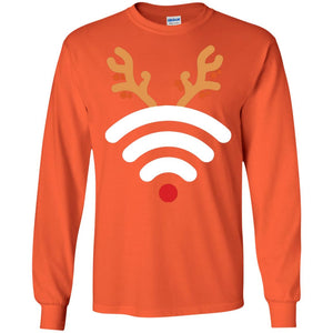 Wifi Signal Symbol Icon Reindeer X-mas Gift Shirt For Mens WomensG240 Gildan LS Ultra Cotton T-Shirt