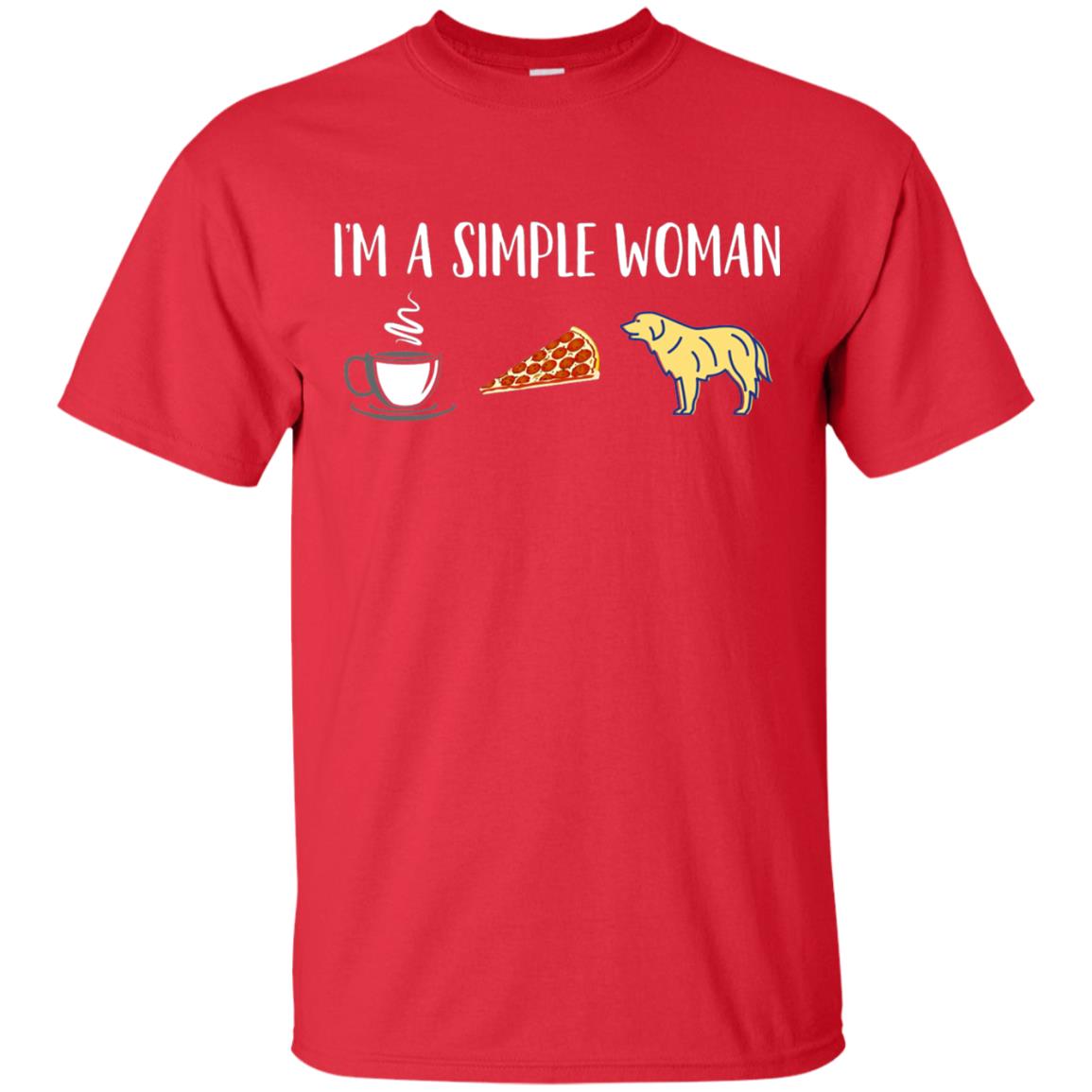 Im A Simple Woman Coffee Pizza Golden Retriever Lover Shirt Red