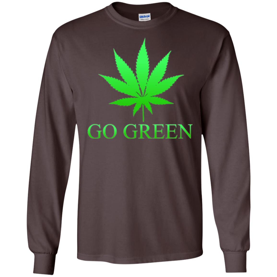 Go Green Weed T Shirt Marijuana Leaf Dark Chocolate