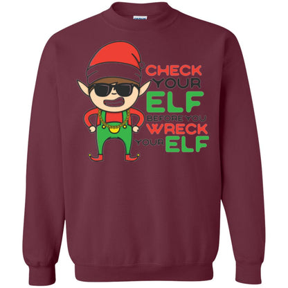 Christmas T-shirt Check Your Elf Before You Wreck Your Elf Maroon