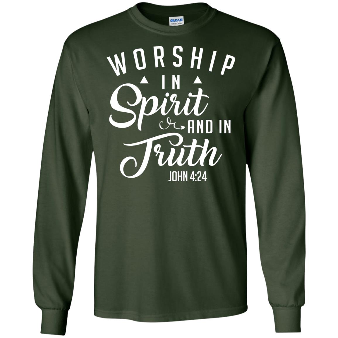 Christian T-shirt Worship In Spirit And In Truth Forest Green