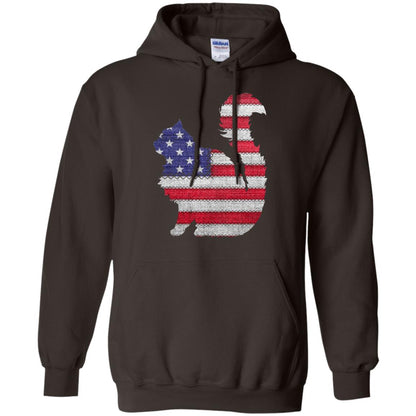 Patriotic Maine Coon American Flag Embroidery T-shirt Dark Chocolate