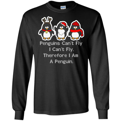 Penguins Lover T-shirt Can't Fly I Can't Fly Therefore I Am A Penguin Black
