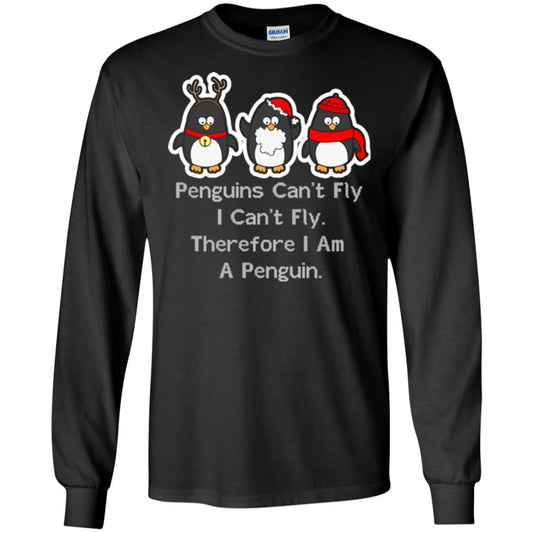 Penguins Lover T-shirt Can't Fly I Can't Fly Therefore I Am A Penguin Black