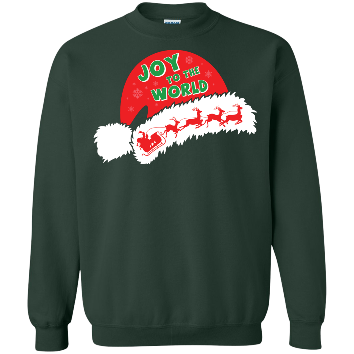 Christmas T-shirt Joy To The World Forest Green
