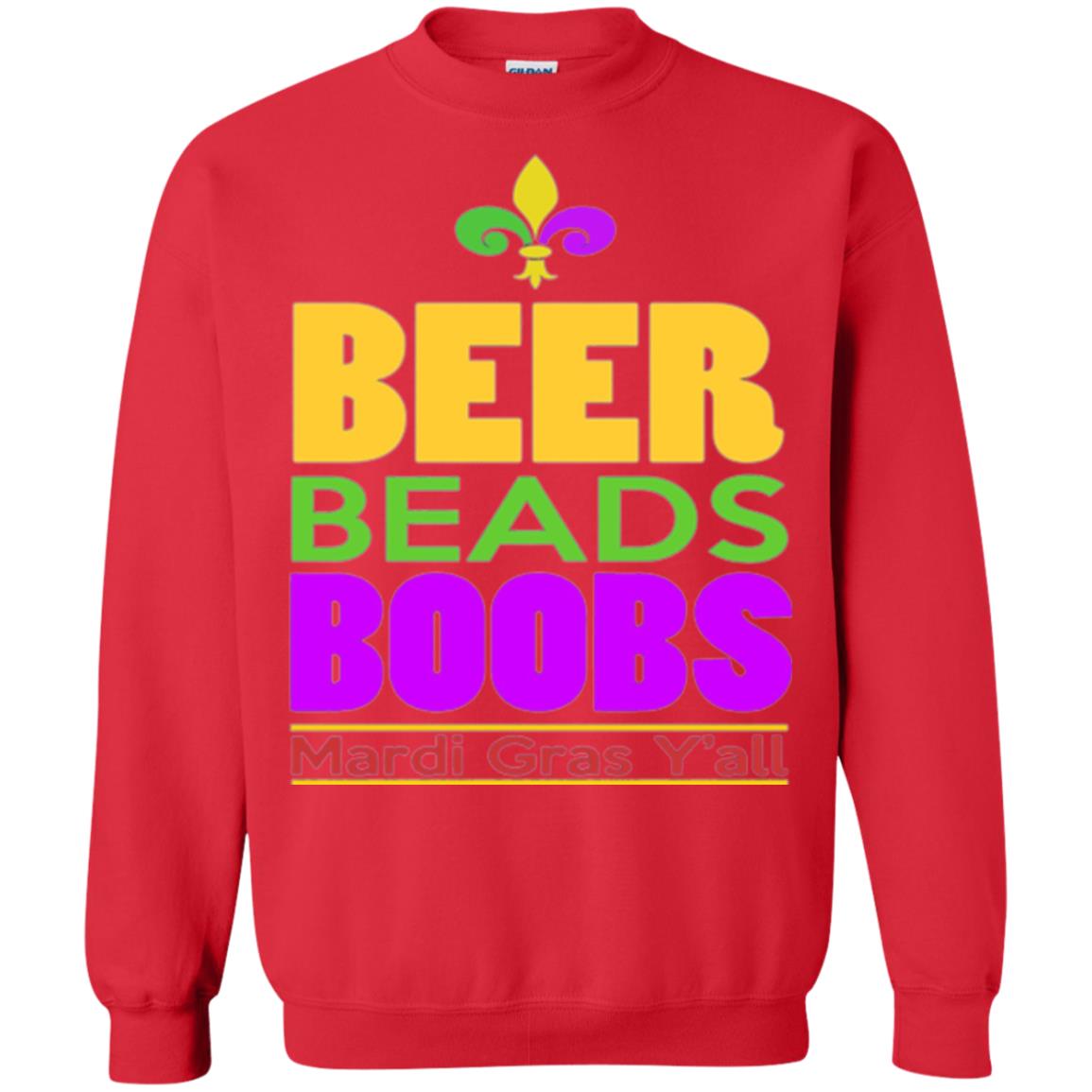 Funny Mardi Gras T-shirt Beer Beads Boobs Mardi Gras Y_all Red