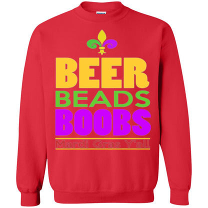 Funny Mardi Gras T-shirt Beer Beads Boobs Mardi Gras Y_all Red