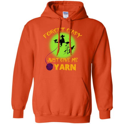 Forget Candy Just Give Me Yarn Crocheting Witches Halloween Shirt Orange