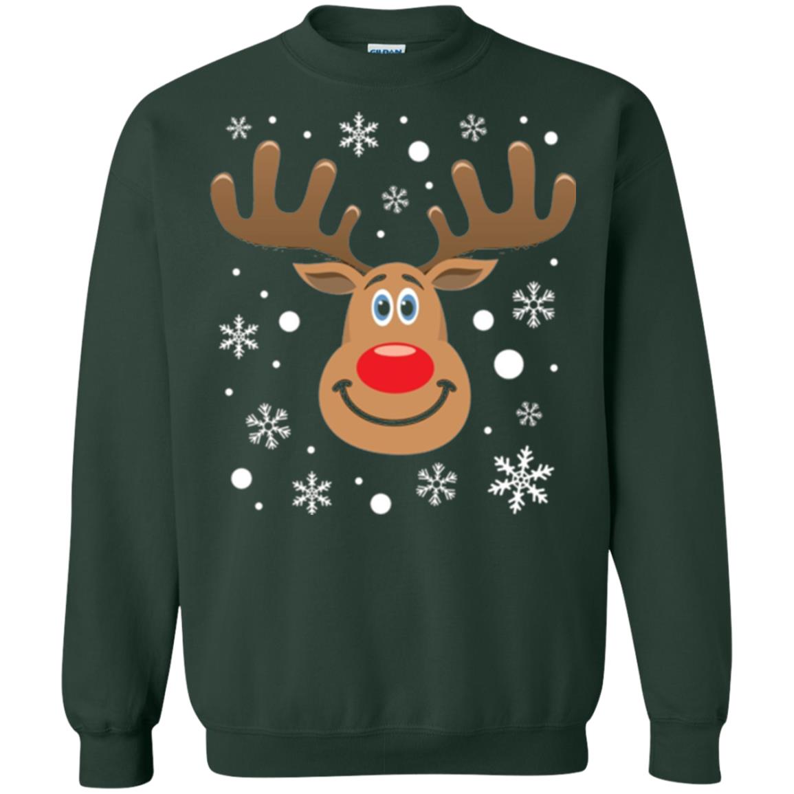 Christmas T-shirt Reindeer Merry Christmas Forest Green