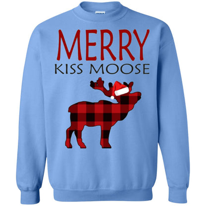 Christmas T-shirt Merry Kiss Moose Carolina Blue
