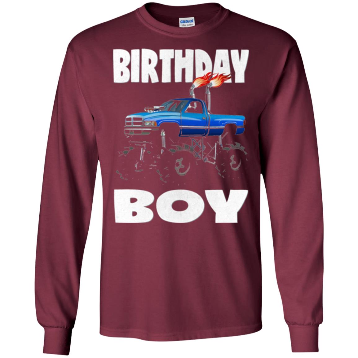 Monster Truck T-shirt Birthday Boy Vintage Maroon