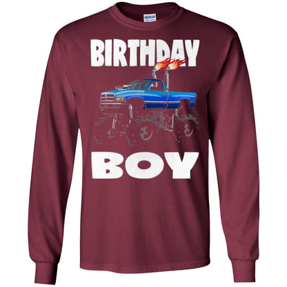Monster Truck T-shirt Birthday Boy Vintage Maroon