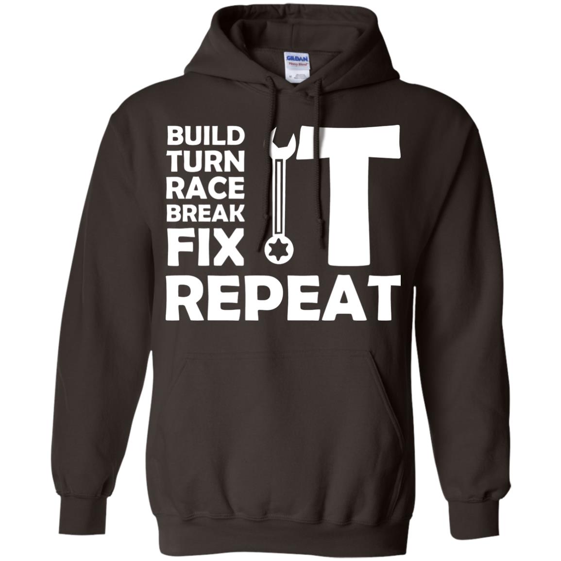 Build Turn Race Break Fix Repeat Racing Shirt Dark Chocolate