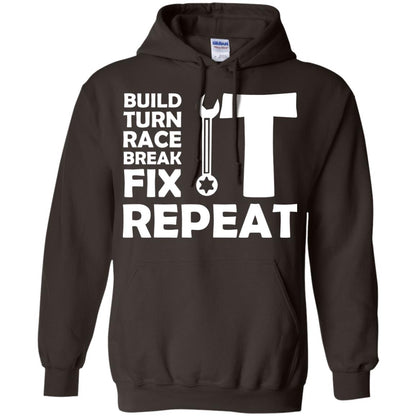 Build Turn Race Break Fix Repeat Racing Shirt Dark Chocolate