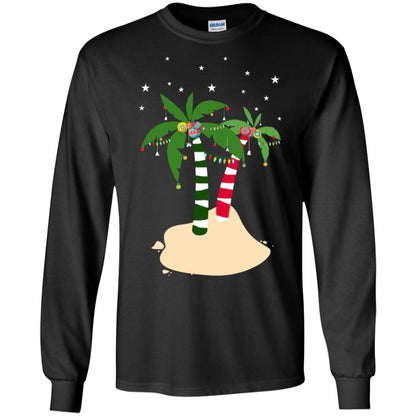 Decorated Tropical Coconut Tree Merry X-mas 2018 Gift Shirt Black
