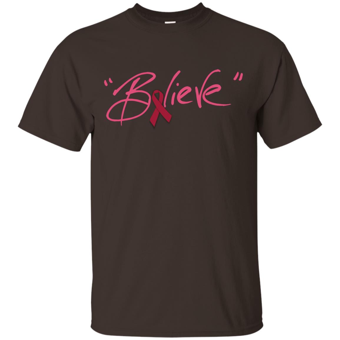 Multiple Myeloma Symptoms Awareness Shirt Burgundy Ribbon Believe Dark Chocolate