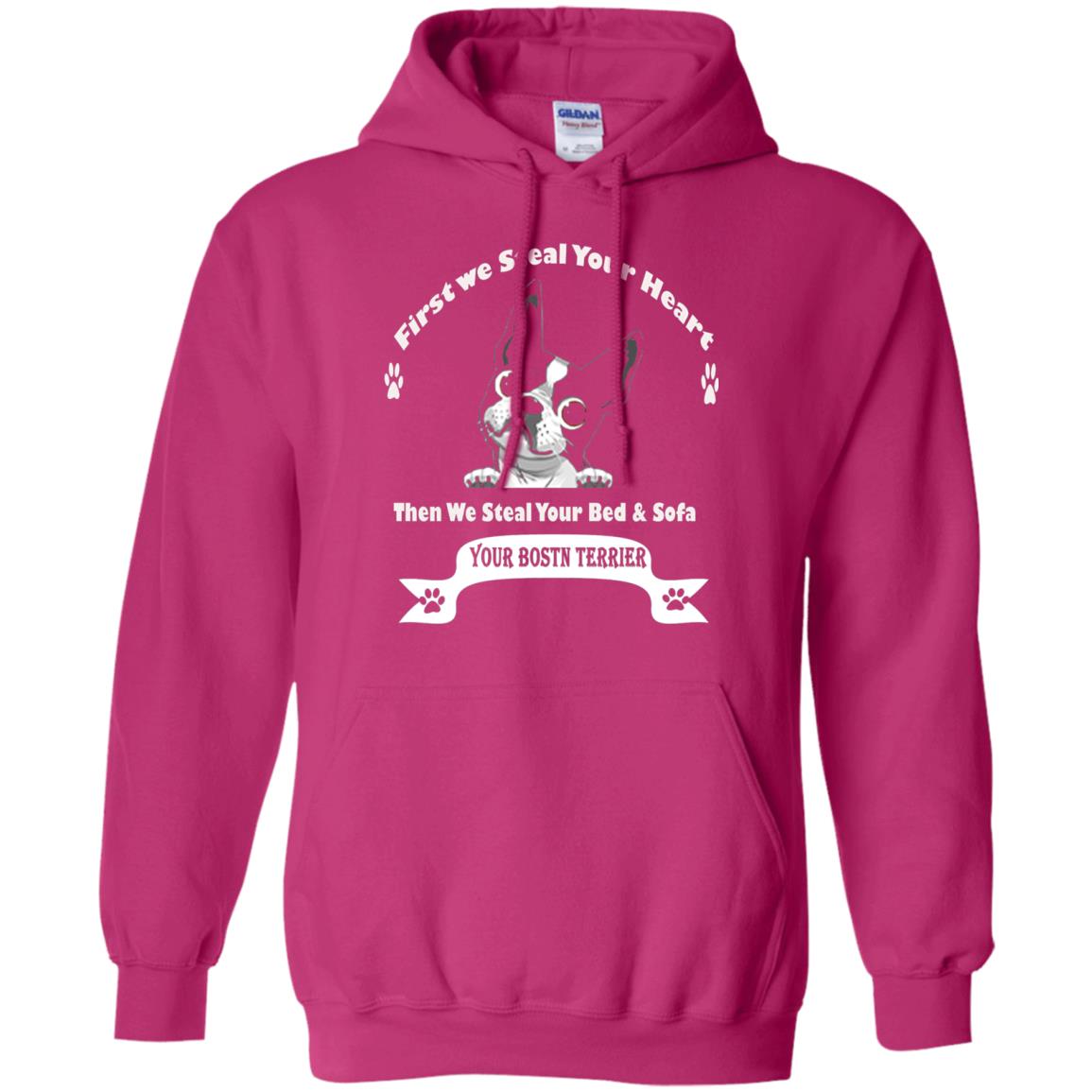 Frist We Steal Your Heart Boston Terrier T-shirt Heliconia