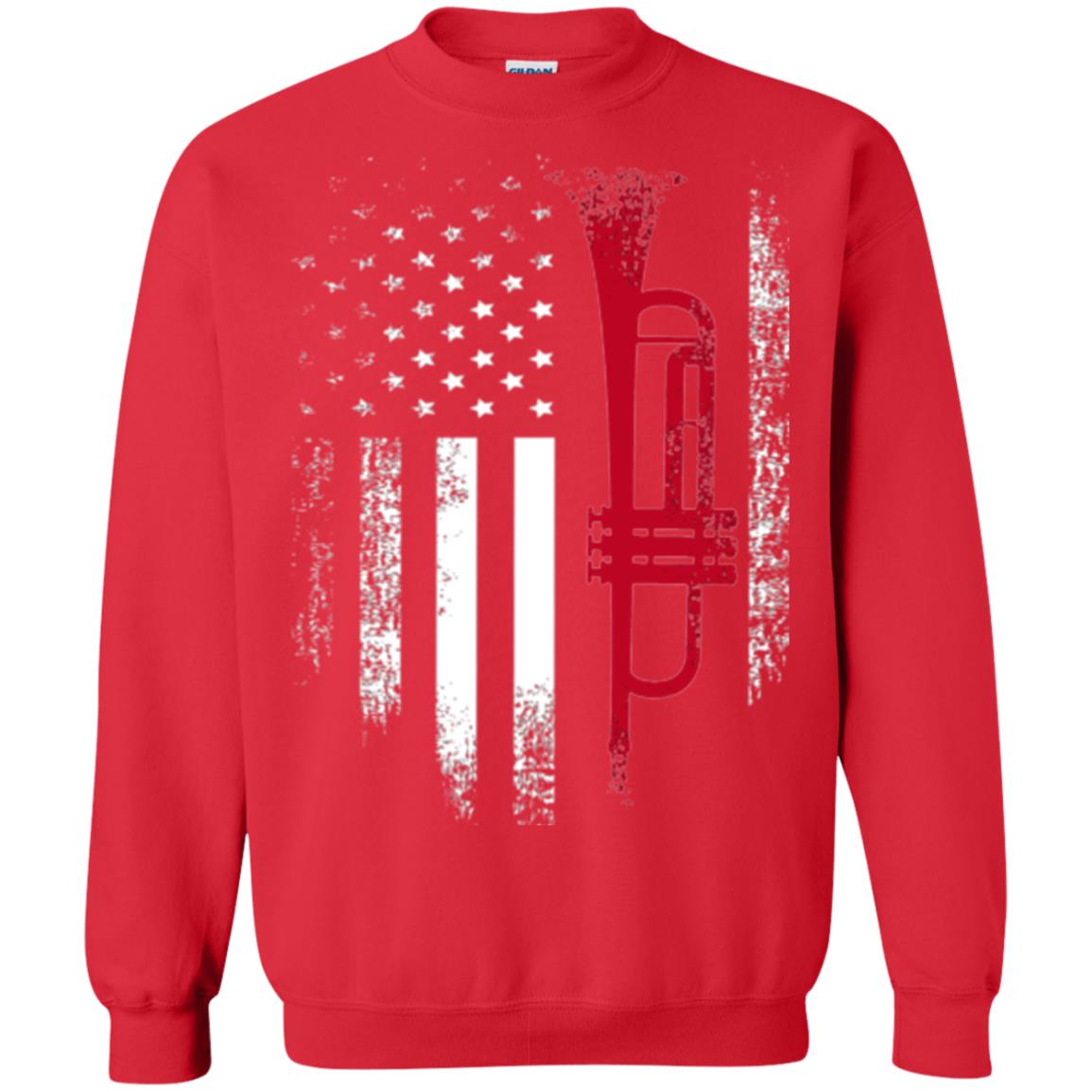 Trumpet Lovers T-shirt American Flag Red