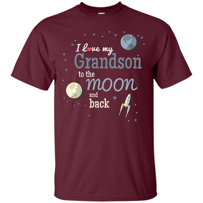 I Love My Grandson To The Moon And Back Grandparents Shirt Maroon