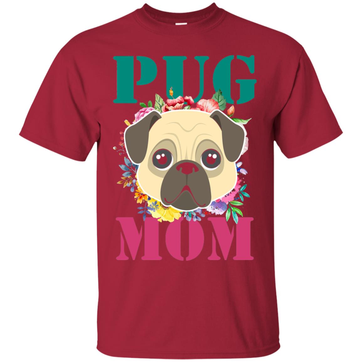 Floral Pug Mom T-shirt Puppy Pet Lover Cardinal