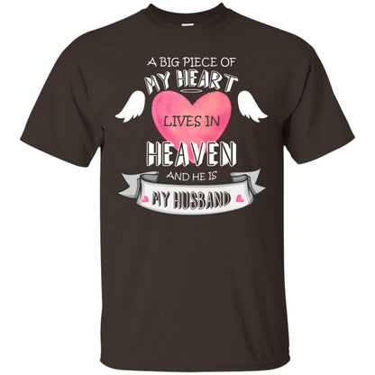 A Big Piece Of My Heart Lives In Heaven And He Is My Husband Shirt Dark Chocolate