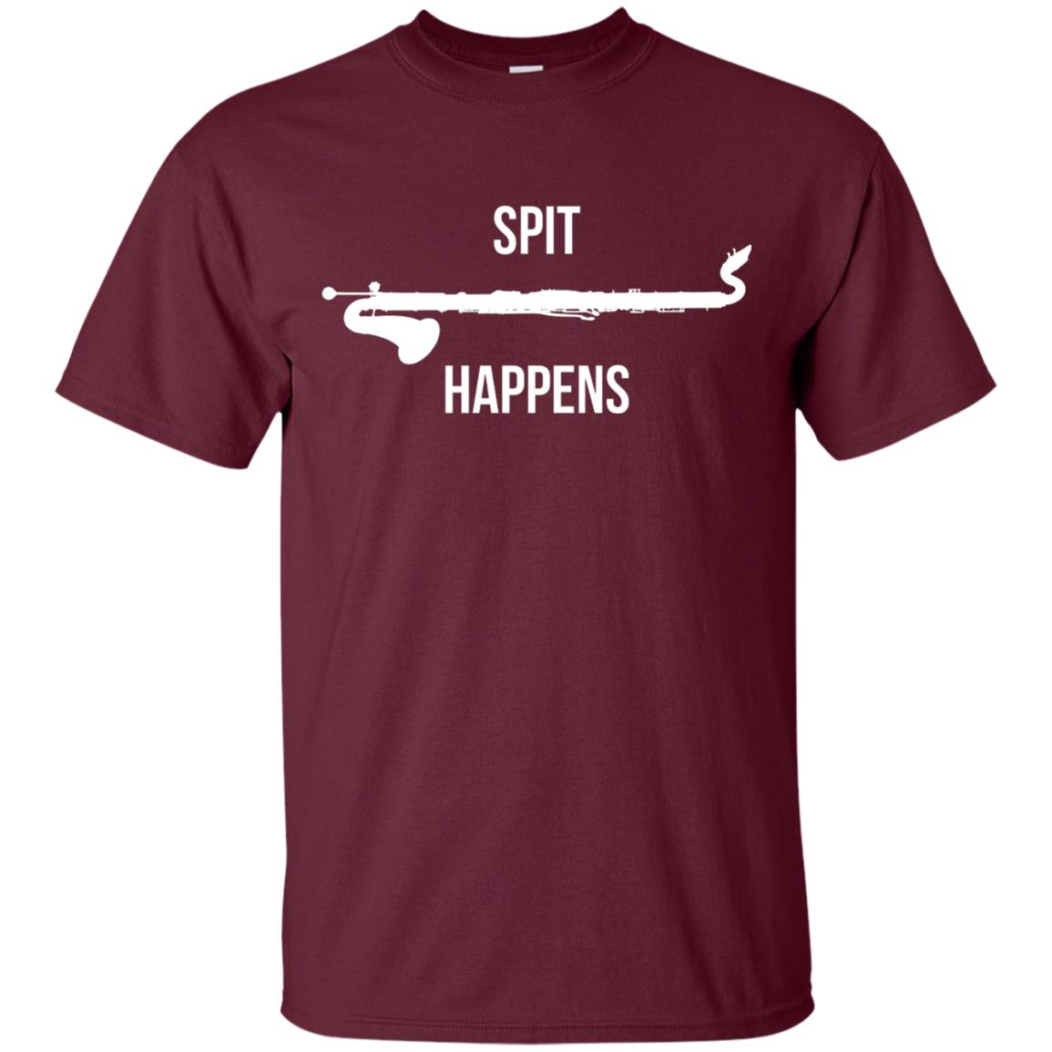 Funny Bass Clarinet T-shirt Spit Happens Maroon