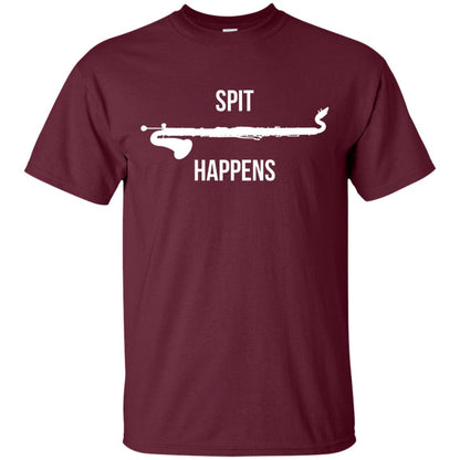 Funny Bass Clarinet T-shirt Spit Happens Maroon