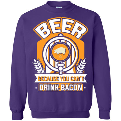 Beer T-shirt Because You Can't Drink Bacon Purple
