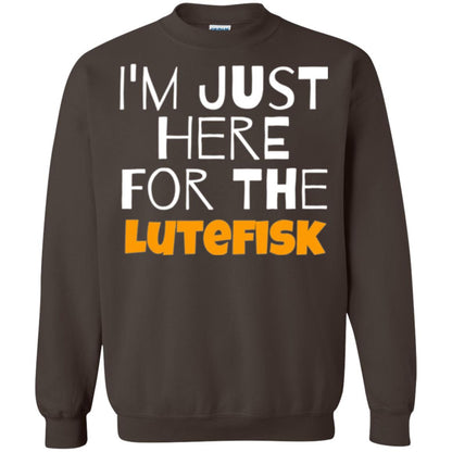 Lutefisk Lovers T-shirt I_m Just Here For The Lutefisk Dark Chocolate