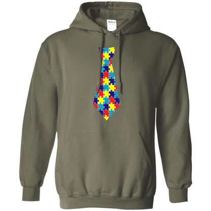 Autism Awareness T-shirt Puzzle Neck Tie 2018 Military Green