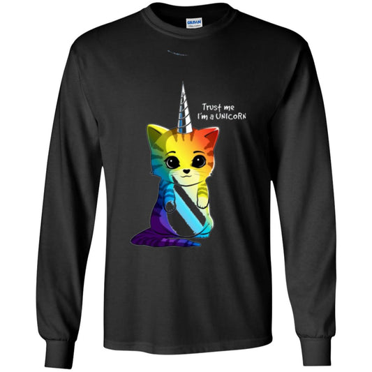 Cat Lovers T-shirt Caticorn Rainbow Trust Me I_m A Unicorn Black