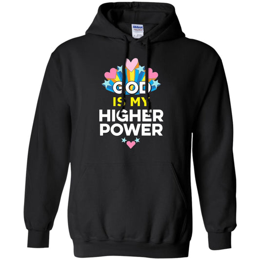 Funny Christian T-shirt God Is My Higher Power Hearts Stars Black