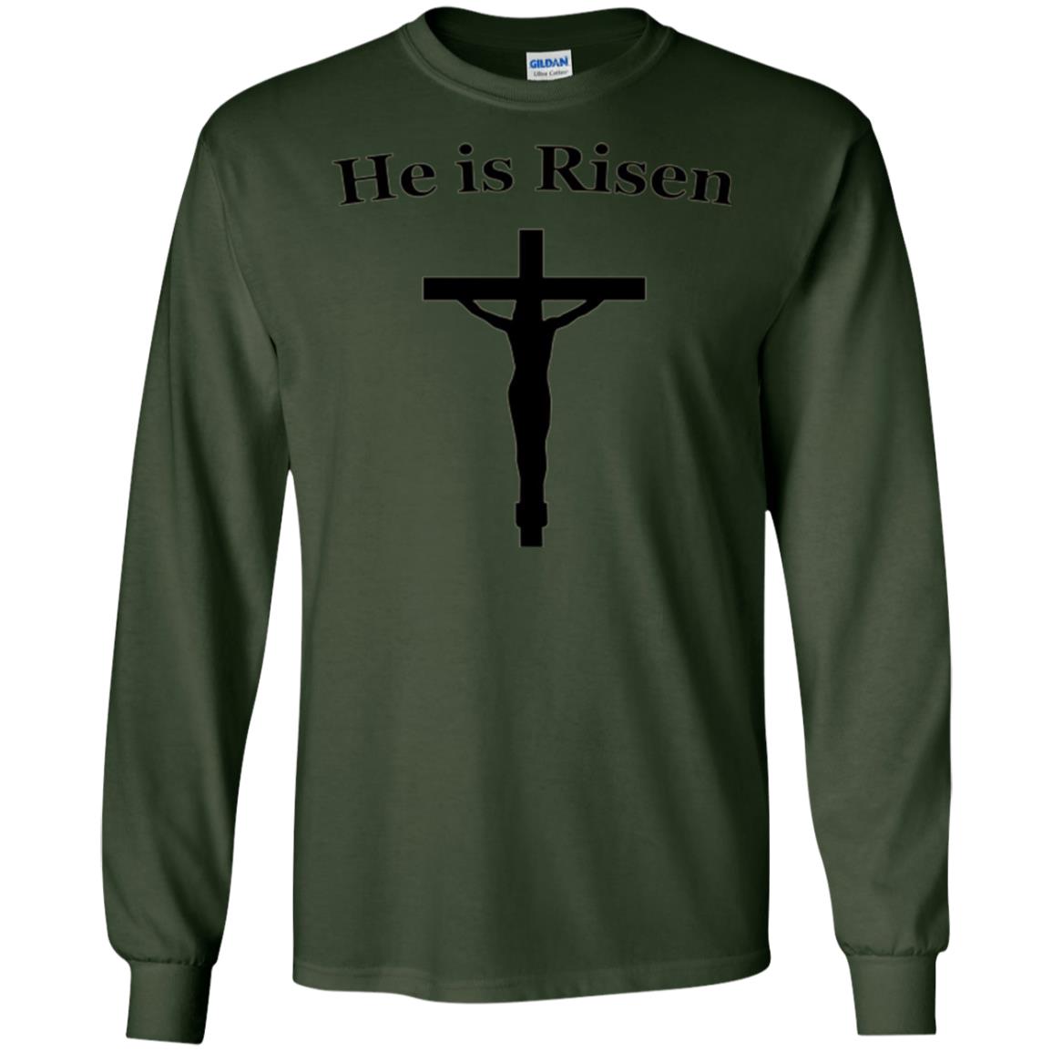 He Is Risen Easter Jesus Christ Christian T-shirt Forest Green