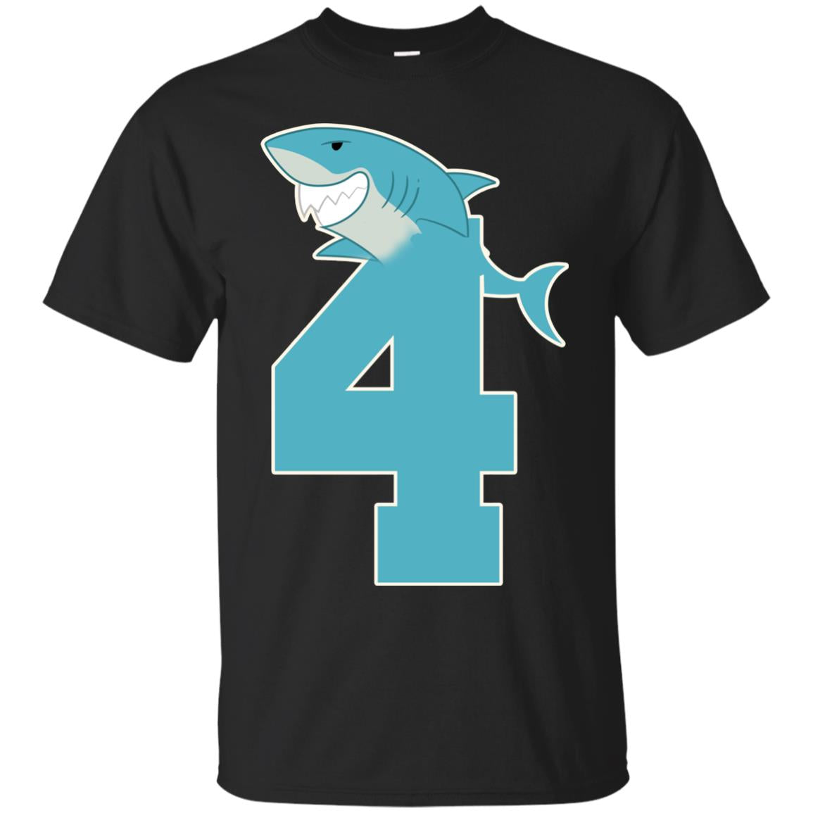 4th Birthday Shark Party Shirt Black