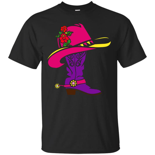 Cowgirl Boots With Hat T-shirt Black