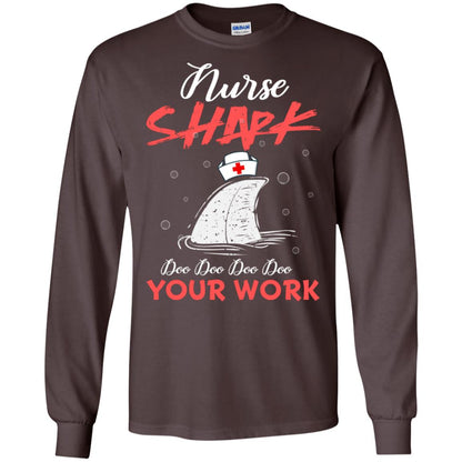 Nurse Shark Doo Doo Doo Your Work Nursing Shark Gift Tshirt For Womens Or Mens Dark Chocolate