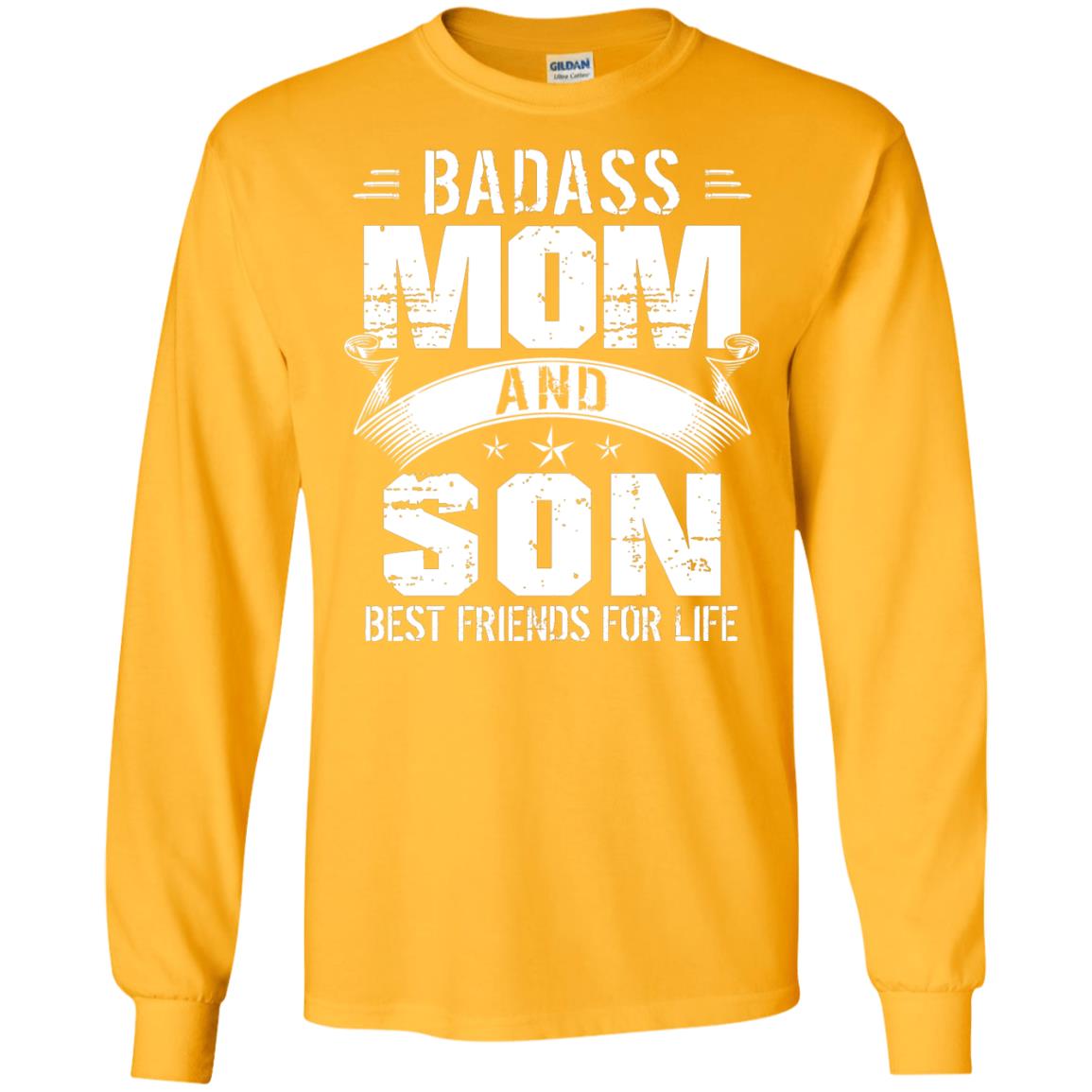 Badass Mom And Son Best Friends For Life Shirt Gold