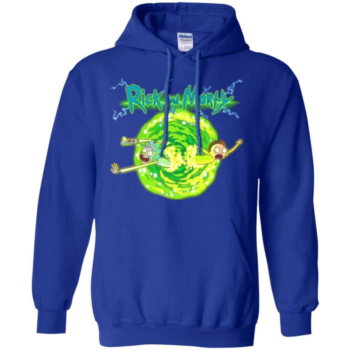 Rick Morty T-shirt Portal Glow Lightning Logo Royal