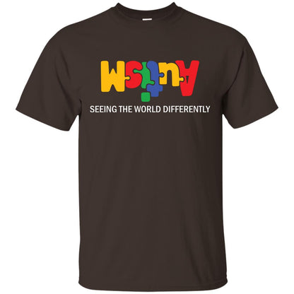 Autism Awareness T-shirt Seeing The World Differently Dark Chocolate