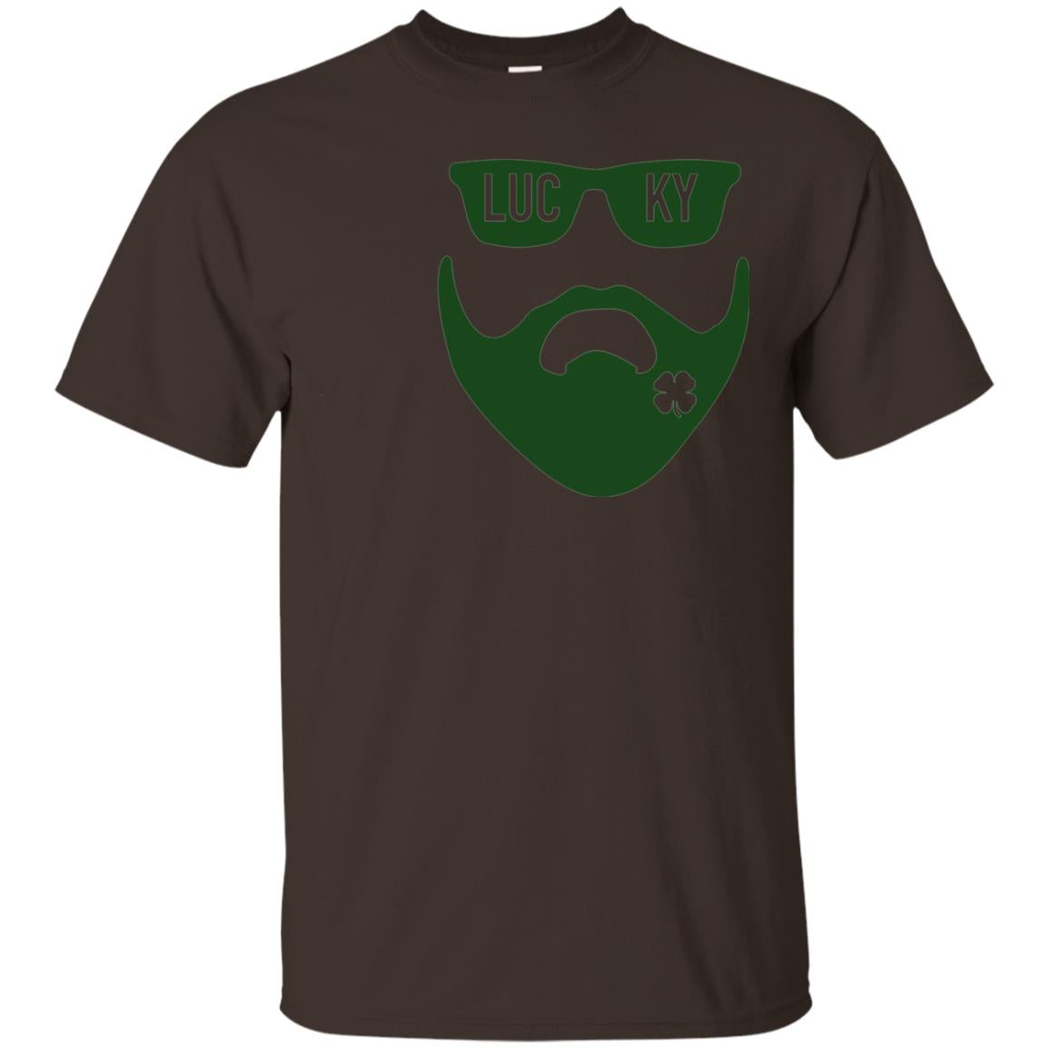 Green Bearded Clover Lucky Charm St. Patrick_s Day T-shirt Dark Chocolate