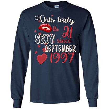 This Lady Is 21 Sexy Since September 1997 21st Birthday Shirt For September Womens Navy