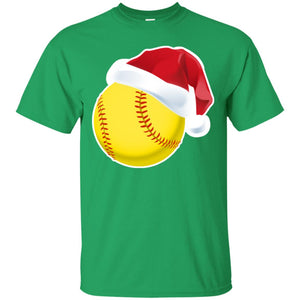 Softball With Santa Claus Hat X-mas Shirt For Softball LoversG200 Gildan Ultra Cotton T-Shirt