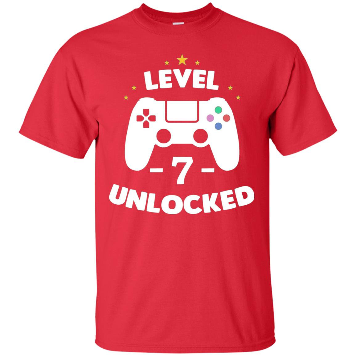Level 7 Unlocked Gamer T-shirt Red
