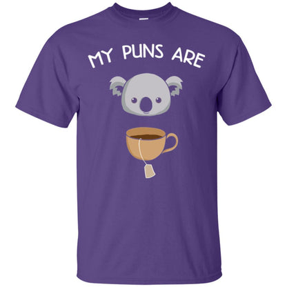 Animal Puns T-shirt My Puns Are Koala Tea Purple