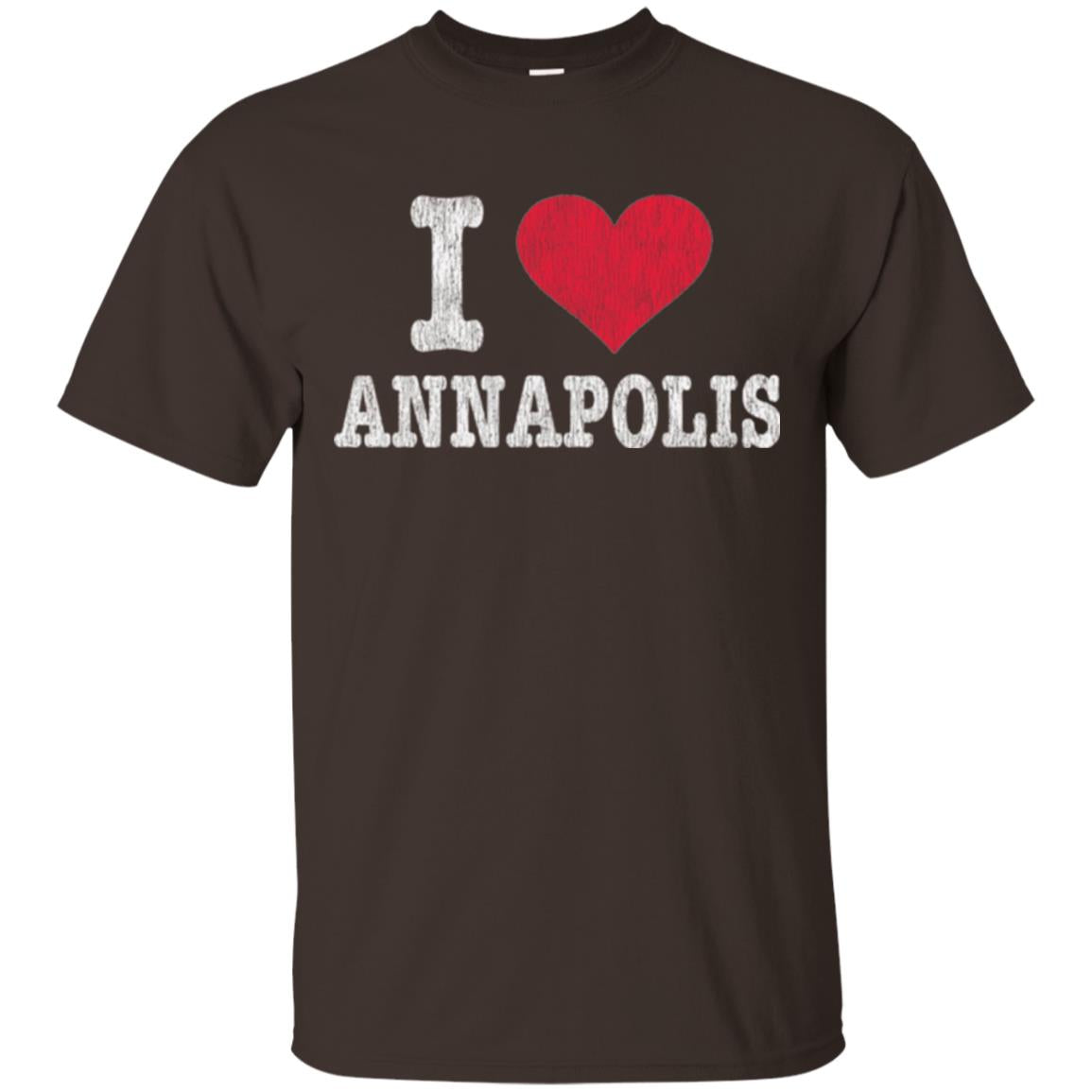 Distressed Retro I Love Annapolis T-shirt Dark Chocolate