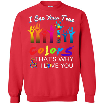 I See Your True Colors Hands Autism Awareness Shirt Red