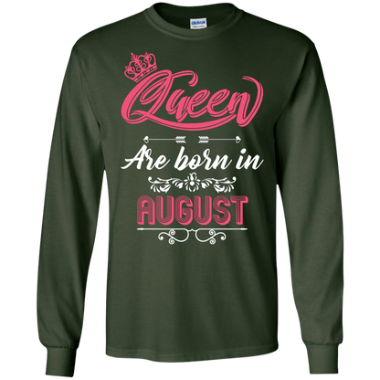Brithday T-Shirt Queen Are Born In August Forest Green