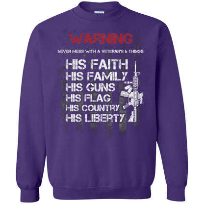 Warning Never Mess With A Veteran 6 Things His Faith Family Guns Flags Country Liberty Purple