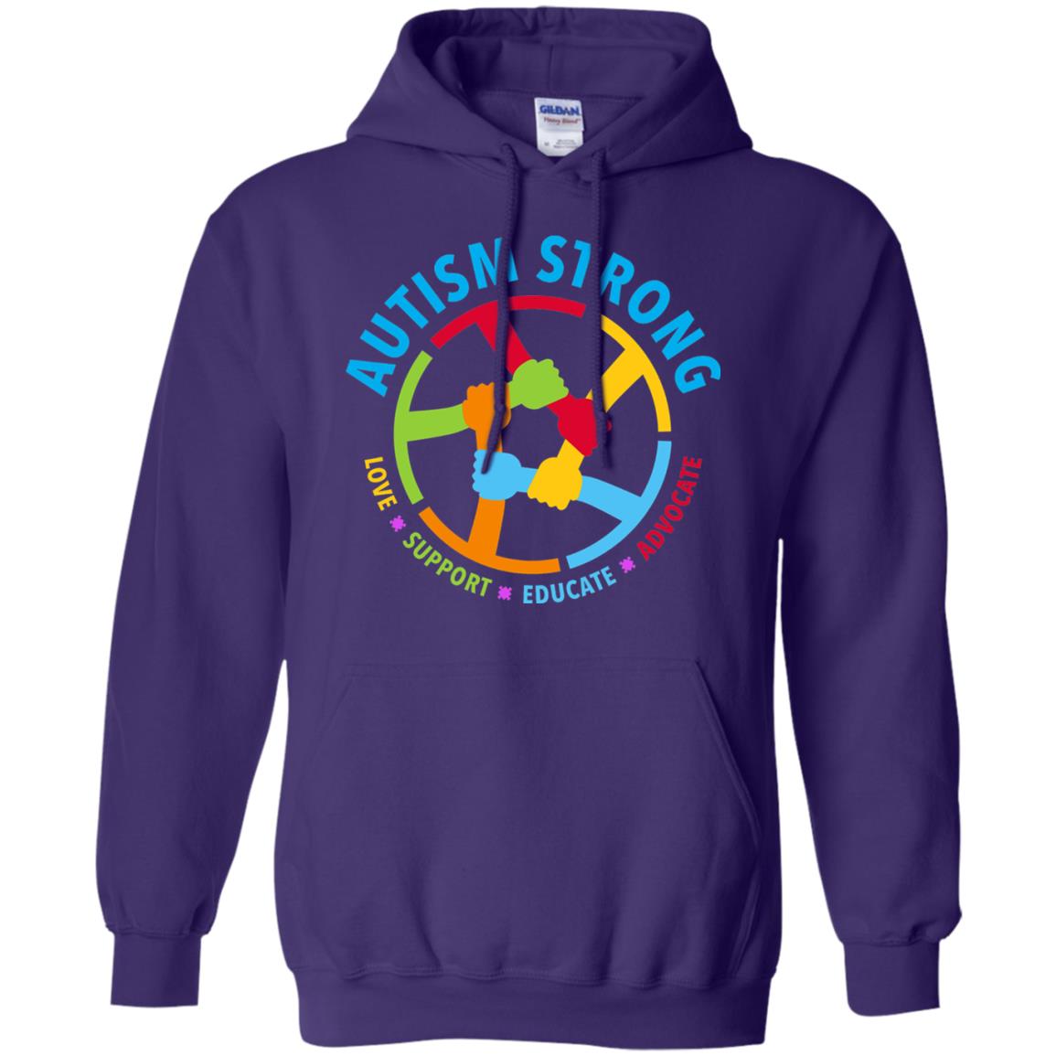 Autism Strong Love Support Educate Advocate Autism Awareness T-shirt Purple