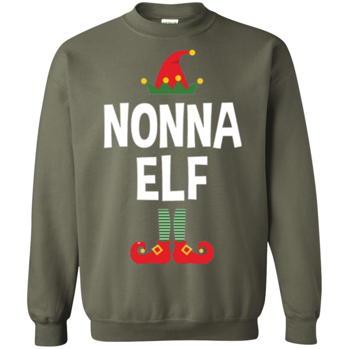 Christmas T-shirt Nonna Elf Christmas Pajamas Military Green